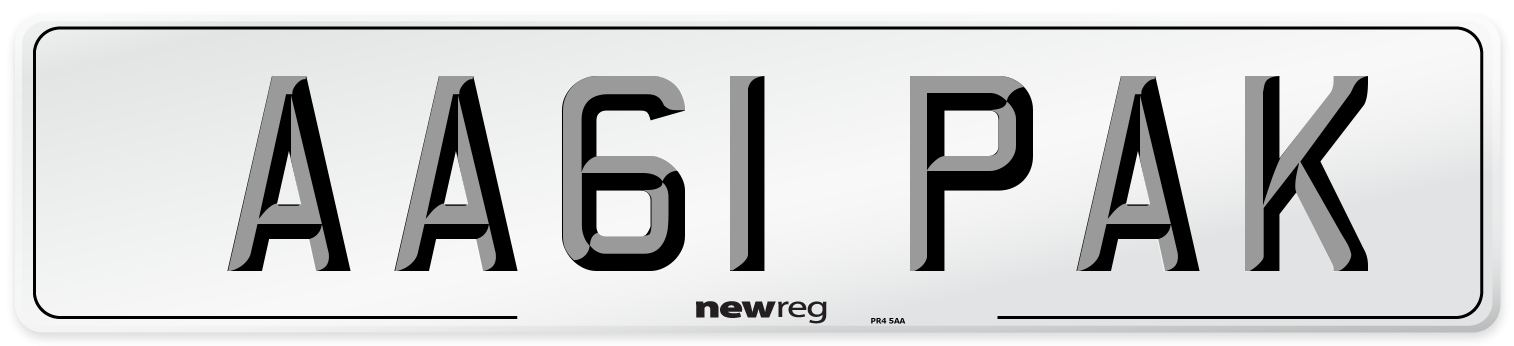 AA61 PAK Number Plate from New Reg